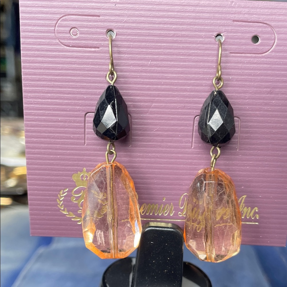 Premier Designs Black and Orange Earrings debut retired